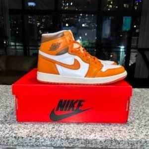 Air Jordan 1 Retro Hi Basketball Sneaker - Orange, Brown Trim